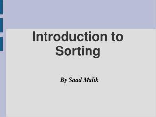 Introduction to Sorting