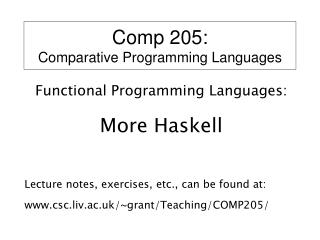 Comp 205: Comparative Programming Languages