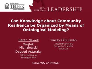 Can Knowledge about Community Resilience be Organized by Means of Ontological Modeling?