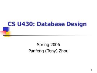 CS U430: Database Design