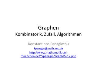 Graphen Kombinatorik, Zufall, Algorithmen