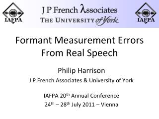 Formant Measurement Errors From Real Speech