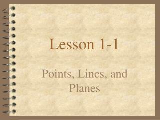 Lesson 1-1