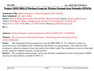 Project: IEEE P802.15 Working Group for Wireless Personal Area Networks (WPANs)