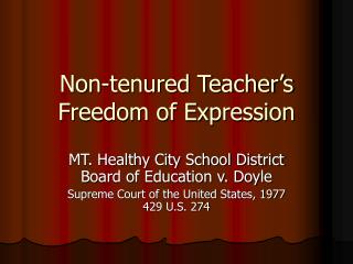 Non-tenured Teacher’s Freedom of Expression