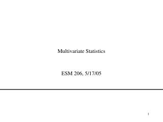 Multivariate Statistics