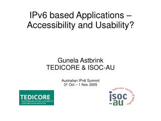 IPv6 based Applications – Accessibility and Usability?