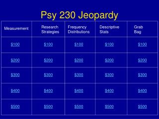 Psy 230 Jeopardy