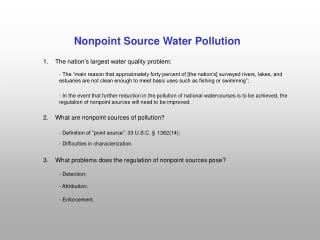 Nonpoint Source Water Pollution