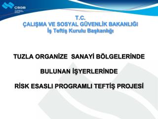 T.C. ÇALIŞMA VE SOSYAL GÜVENLİK BAKANLIĞI İş Teftiş Kurulu Başkanlığı