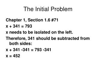 The Initial Problem