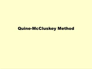 Quine-McCluskey Method