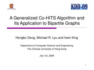 A Generalized Co-HITS Algorithm and Its Application to Bipartite Graphs
