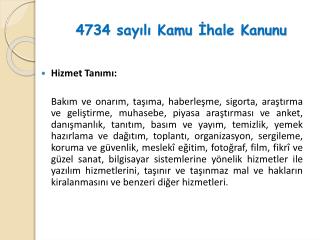 4734 sayılı Kamu İhale Kanunu