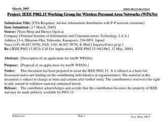 Project: IEEE P802.15 Working Group for Wireless Personal Area Networks (WPANs)