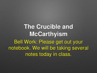 The Crucible and McCarthyism