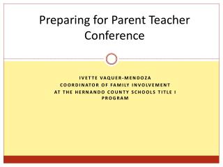 Preparing for Parent Teacher Conference