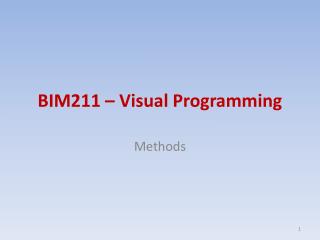 BIM211 – Visual Programming