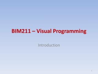BIM211 – Visual Programming