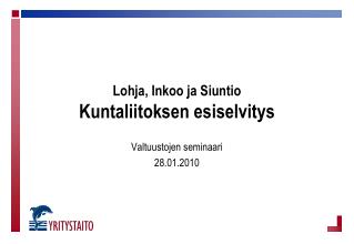 Lohja, Inkoo ja Siuntio Kuntaliitoksen esiselvitys