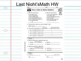 Last Night’sMath HW