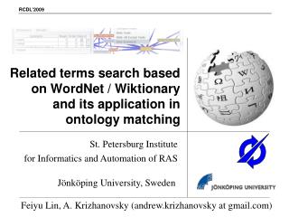 Related terms search based on WordNet / Wiktionary and its application in ontology matching