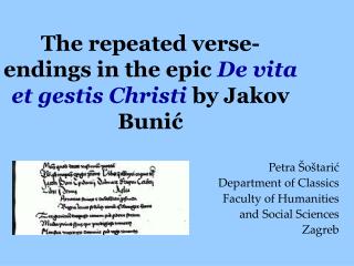 The repeated verse-endings in the epic De vita et gestis Christi by Jakov Bunić
