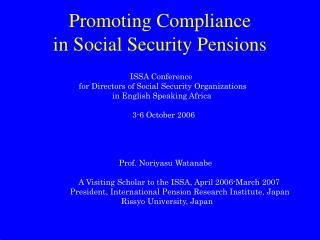 Promoting Compliance in Social Security Pensions