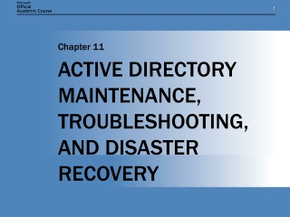 ACTIVE DIRECTORY MAINTENANCE, TROUBLESHOOTING, AND DISASTER RECOVERY
