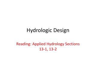 Hydrologic Design