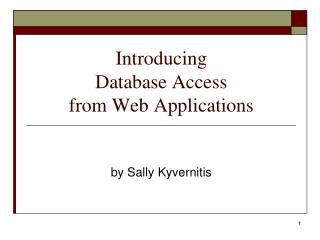 Introducing Database Access from Web Applications