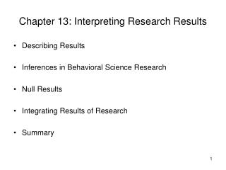 Chapter 13: Interpreting Research Results