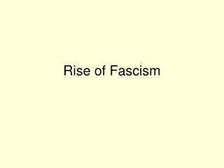 Rise of Fascism