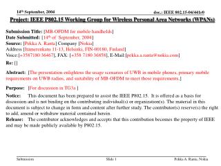 Project: IEEE P802.15 Working Group for Wireless Personal Area Networks (WPANs)