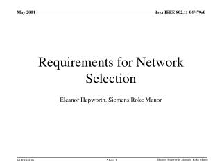 Requirements for Network Selection