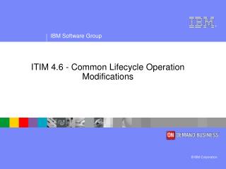 ITIM 4.6 - Common Lifecycle Operation Modifications