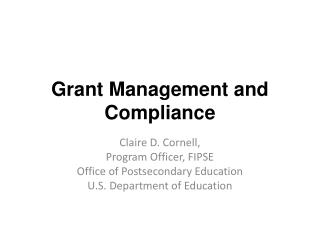 Grant Management and Compliance