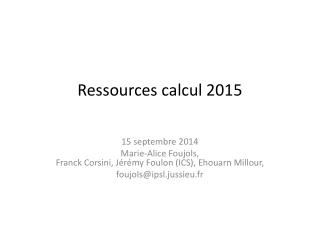 Ressources calcul 2015