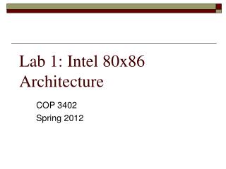 Lab 1: Intel 80x86 Architecture