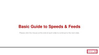 Basic Guide to Speeds &amp; Feeds