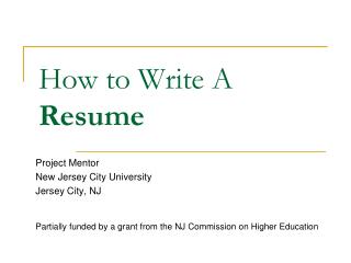 How to Write A Resume