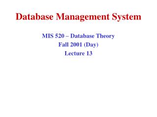 Database Management System