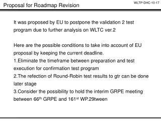 Proposal for Roadmap Revision