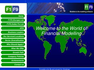 Welcome to the World of Financial Modelling