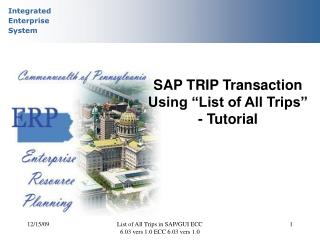 SAP TRIP Transaction Using “List of All Trips” - Tutorial