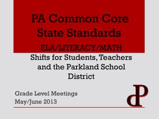 Grade Level Meetings May/June 2013