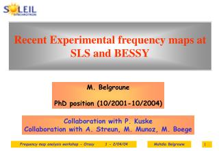 Recent Experimental frequency maps at SLS and BESSY