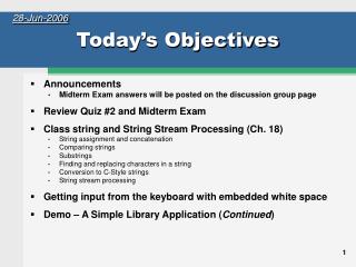 Today’s Objectives