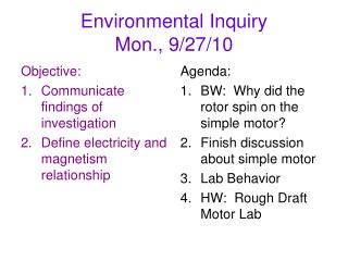 Environmental Inquiry Mon., 9/27/10