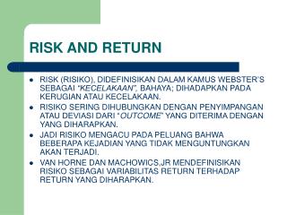 RISK AND RETURN